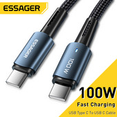 Essager 100W USB tip C na USB C kabel za Xiaomi Huawei P30 P40 Pro 5A kabel za brzo punjenje podatkovni kabel za Samsung S21 Ultra S20