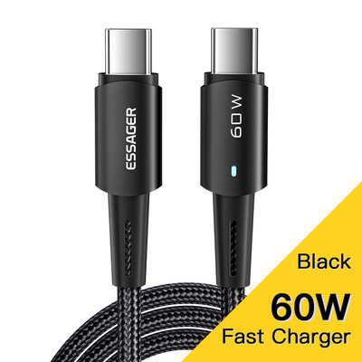 Essager 100W USB tip C na USB C kabel za Xiaomi Huawei P30 P40 Pro 5A kabel za brzo punjenje podatkovni kabel za Samsung S21 Ultra S20