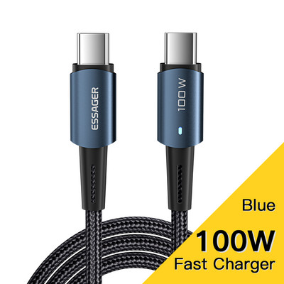 Essager 100W USB tip C na USB C kabel za Xiaomi Huawei P30 P40 Pro 5A kabel za brzo punjenje podatkovni kabel za Samsung S21 Ultra S20