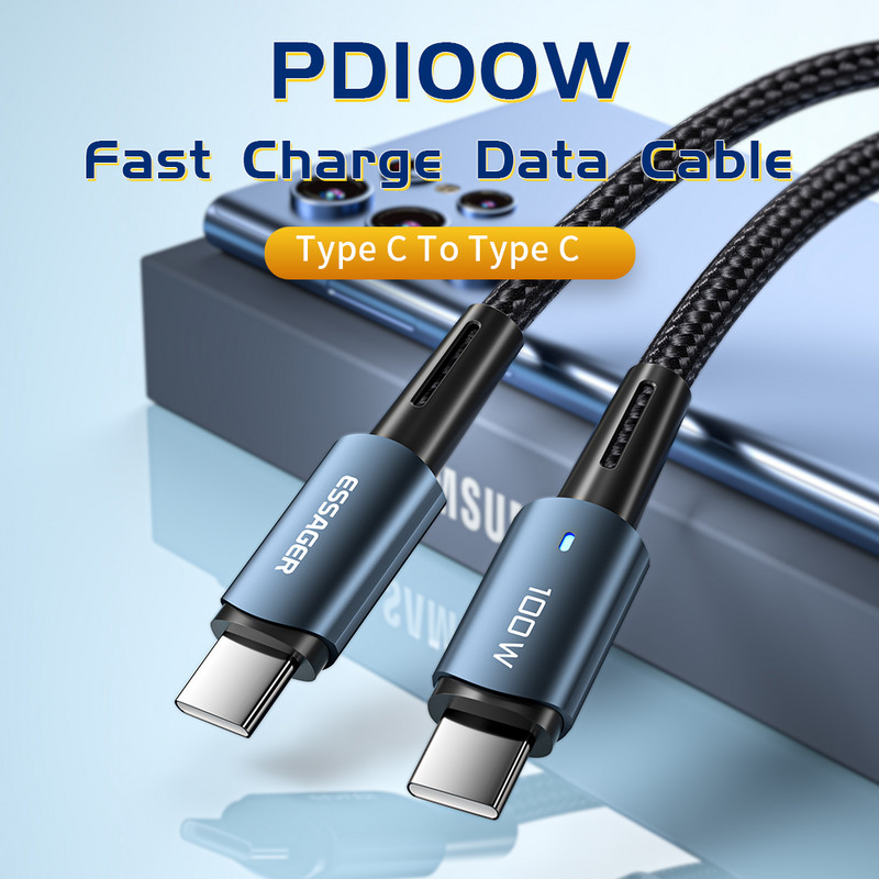 Essager 100W USB tip C na USB C kabel za Xiaomi Huawei P30 P40 Pro 5A kabel za brzo punjenje podatkovni kabel za Samsung S21 Ultra S20