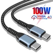 Cablu USB C la USB tip C de 100W USBC PD Cablu de încărcare rapidă pentru încărcare USB-C 5A QC4.0 Cablu tip C 2M pentru Macbook Samsung Xiaomi POCO