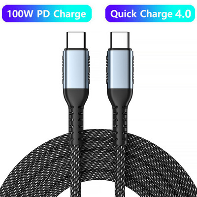 Cablu USB C la USB tip C de 100W USBC PD Cablu de încărcare rapidă pentru încărcare USB-C 5A QC4.0 Cablu tip C 2M pentru Macbook Samsung Xiaomi POCO