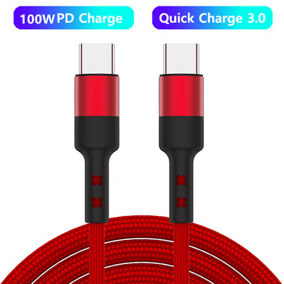 Cablu USB C la USB tip C de 100W USBC PD Cablu de încărcare rapidă pentru încărcare USB-C 5A QC4.0 Cablu tip C 2M pentru Macbook Samsung Xiaomi POCO