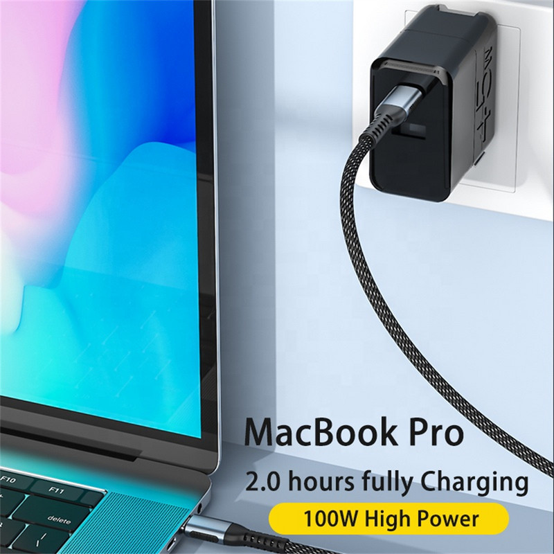 Cablu USB C la USB tip C de 100W USBC PD Cablu de încărcare rapidă pentru încărcare USB-C 5A QC4.0 Cablu tip C 2M pentru Macbook Samsung Xiaomi POCO