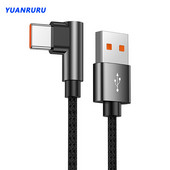 Cablu USB tip C 66W 90 grade 6A Încărcare rapidă pentru Xiaomi Samsung Huawei Încărcare rapidă Cabluri USB C Cablu unghi pentru jocuri tip C
