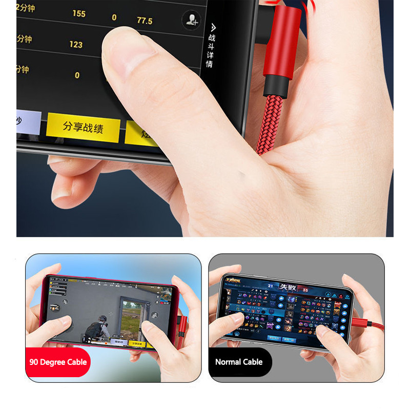 C típusú USB-kábel 66W 90 fokos 6A gyorstöltés Xiaomi Samsung Huawei gyorstöltő USB C-kábelekhez, C-típusú szögjátékkábel