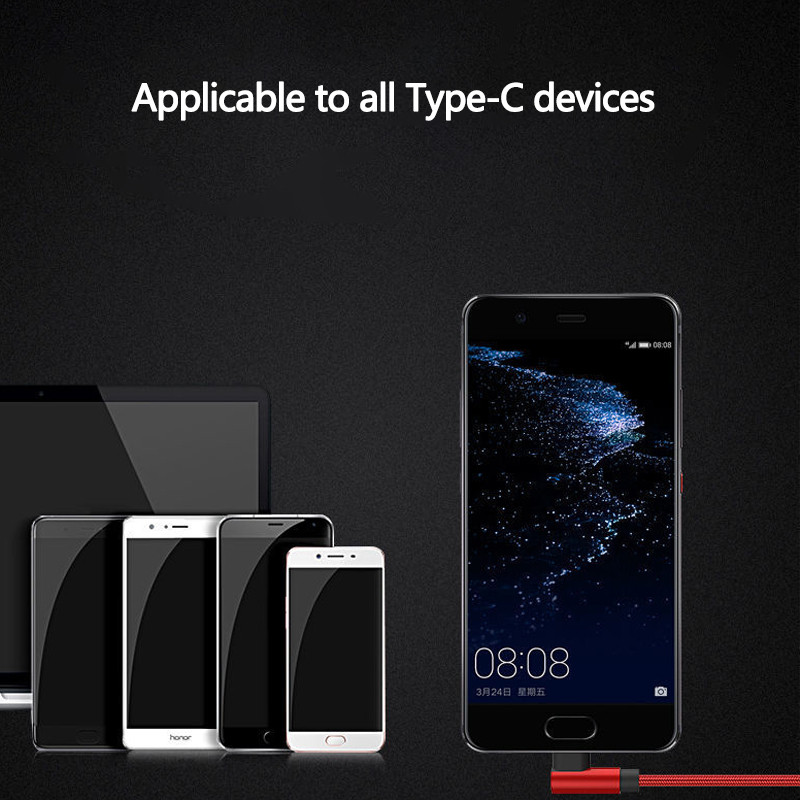 C típusú USB-kábel 66W 90 fokos 6A gyorstöltés Xiaomi Samsung Huawei gyorstöltő USB C-kábelekhez, C-típusú szögjátékkábel