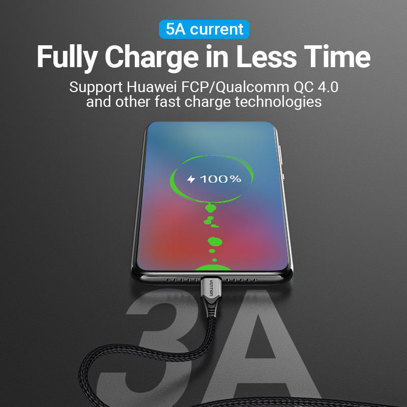 Vention USB Type C – USB C kábel USB C PD 100W 60W gyorstöltő Samsung S20 Macbook iPad Quick Charge 4.0 USB C töltőkábelhez
