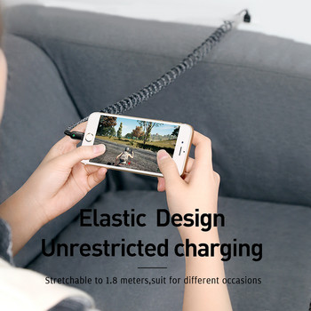 Mcdodo USB Cable Extension Spring Extension Retractabl Charger Cord за iPhone 14 13 12 11 Pro XS MAX X Fast Charge PD Phone LED Data Wire