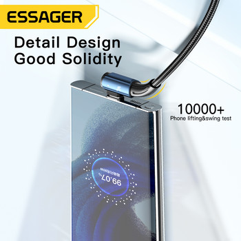 Essager 7A USB Type C кабел 90 градуса за OPPO 100W кабел за бързо зареждане за Honor Huawei Oneplus Realme ъглово зарядно устройство Кабел за данни