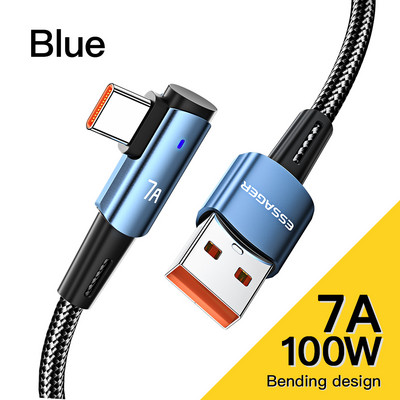 Essager 7A USB tip C kabel 90 stupnjeva za OPPO 100W kabel za brzo punjenje za Honor Huawei Oneplus Realme kutni punjač Podatkovna žica