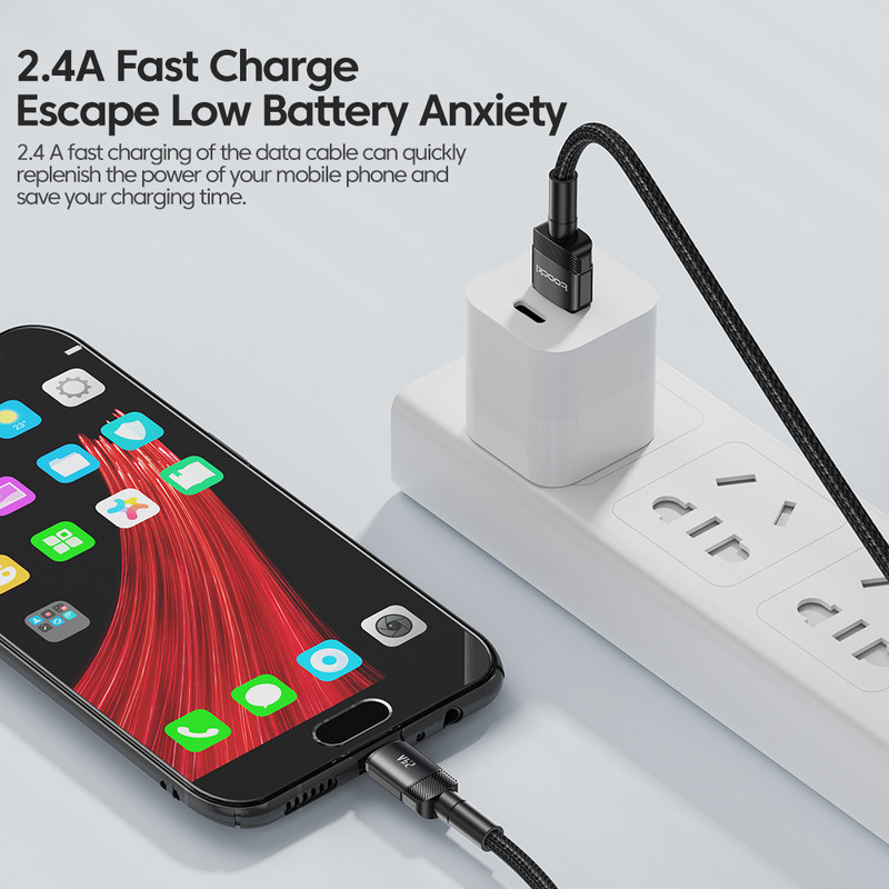 Toocki Micro USB Cable 2.4A Fast Charging Micro Data Cord for Samsung S6 S7 Redmi Note 4 for Headpone Earphone iPad Micro USB