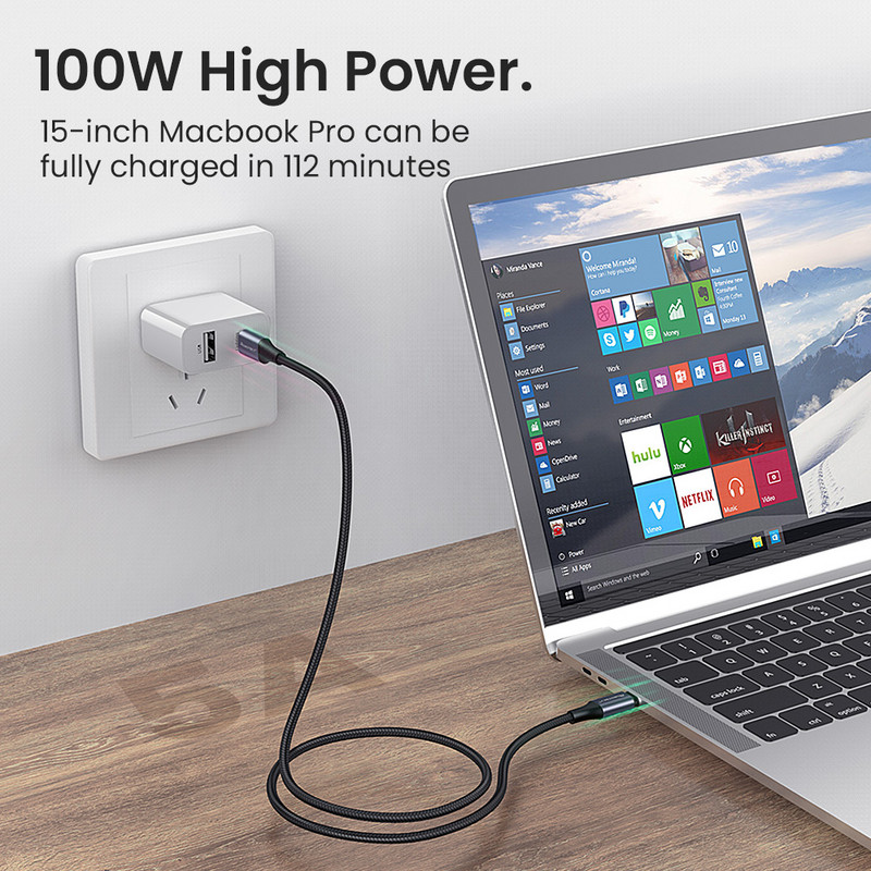 Cablu PD 60W/100W USB C la USB tip C pentru Xiaomi Redmi Note 8 Pro Încărcare rapidă 4.0 Încărcare rapidă pentru cablu de date MacBook Pro
