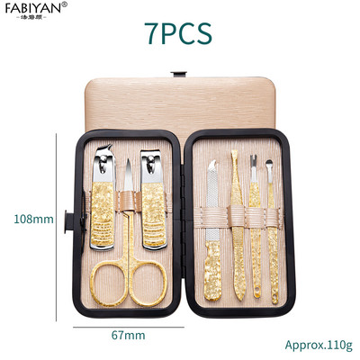 Set de manichiură Pedichiură Kit de unghii Dispozitiv de tăiat unghii Dispozitiv de tăiat din oțel inoxidabil Cuticule Foarfece Instrument cu carcasă de aur