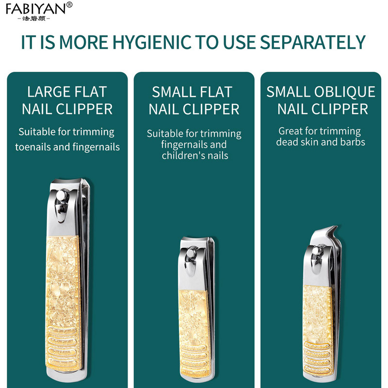 Set de manichiură Pedichiură Kit de unghii Dispozitiv de tăiat unghii Dispozitiv de tăiat din oțel inoxidabil Cuticule Foarfece Instrument cu carcasă de aur
