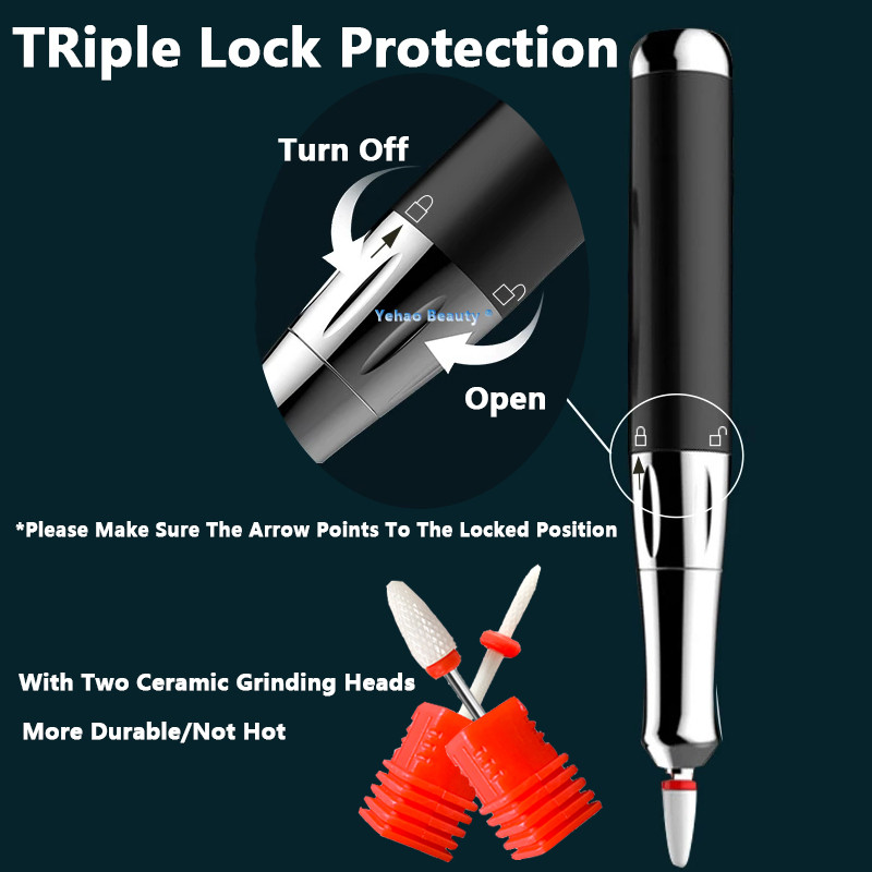 35000 RPM Įkraunamas elektrinis nagų gręžimo staklės Gelinis nagų lako valiklis, skirtas manikiūrui, nešiojamasis pedikiūro nagų įrankių rinkinys