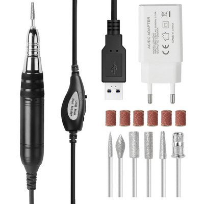 25000 RPM USB mașină electrică de găurit unghii mașină portabilă de șlefuit șlefuitor de unghii strung de unghii manichiură cu tăietor înlocuibil