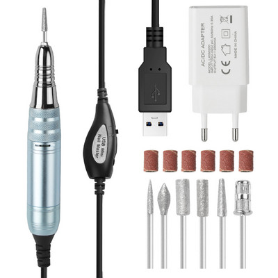 25000 RPM USB mașină electrică de găurit unghii mașină portabilă de șlefuit șlefuitor de unghii strung de unghii manichiură cu tăietor înlocuibil
