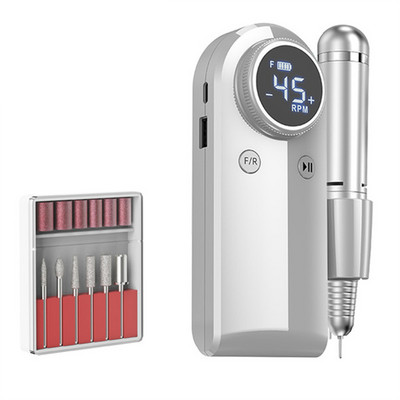 Mașină electrică de găurit unghii, 45000 rpm, șlefuitor de unghii, reîncărcabil, cu afișaj cu LED, set de îndepărtare a gelului, echipament portabil pentru șlefuitor de unghii