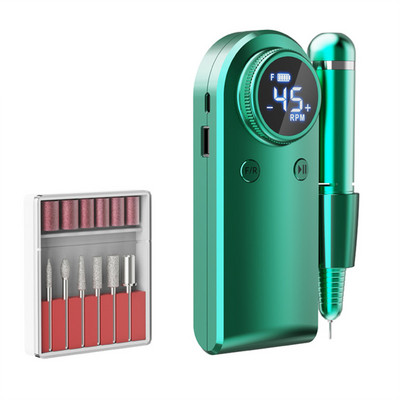 Mașină electrică de găurit unghii, 45000 rpm, șlefuitor de unghii, reîncărcabil, cu afișaj cu LED, set de îndepărtare a gelului, echipament portabil pentru șlefuitor de unghii