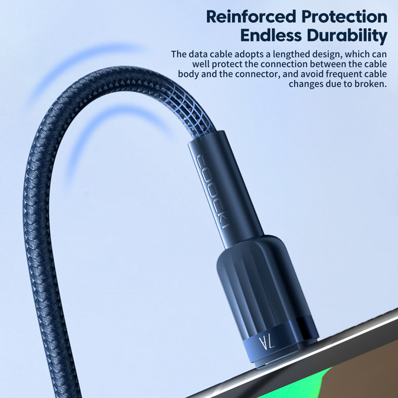 Kábel Toocki 7A USB typu C pre Huawei Honor 100W/66W s rýchlou nabíjačkou typu C, kábel USB-C 3M pre Xiaomi Poco OnePlus Samsung