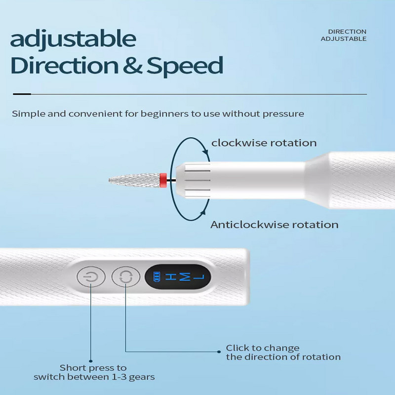 Mașină electrică de găurit unghii cu bază de încărcare Slefuit electric pentru unghii Set manichiură și pedichiură reîncărcabil fără fir Unelte pentru arta unghiilor