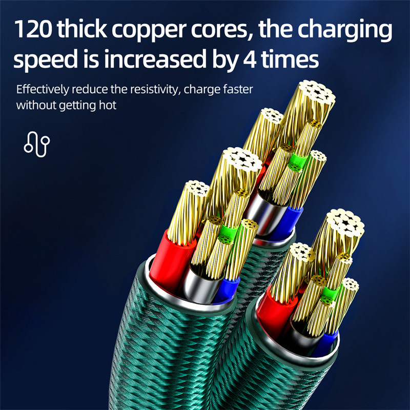 100W 3 σε 1 Καλώδιο SuperCharging 6A Micro USB Type-C Καλώδιο δεδομένων καλωδίου τύπου C για γρήγορο φορτιστή για iPhone Samsung Xiaomi Huawei