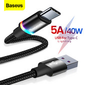 Cablu USB tip C Baseus 5A pentru Huawei Mate 30 20 P50 P40 P30 Pro Lite 40W SCP Încărcător de încărcare rapidă cablu USB-C tip C Cablu cablu