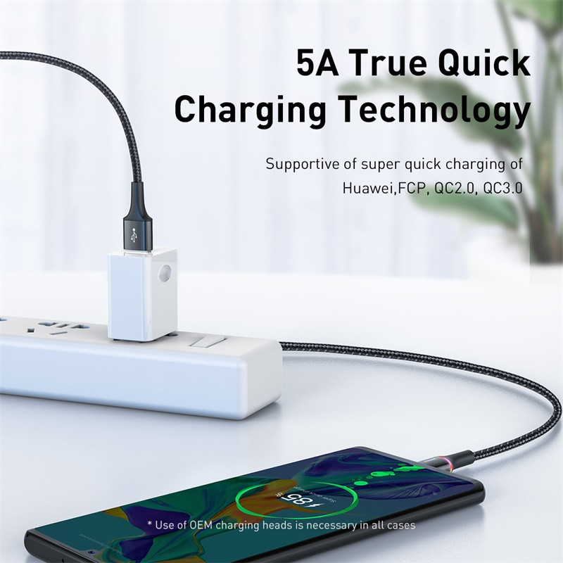 Καλώδιο Baseus 5A USB Type C για Huawei Mate 30 20 P50 P40 P30 Pro Lite 40W SCP Φορτιστής γρήγορης φόρτισης Καλώδιο καλωδίου USB-C Type-C