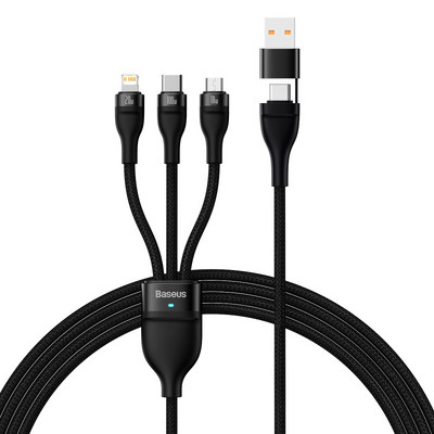 „Baseus“ USB laidas skirtas „iPhone PD“ 100 W USB tipo C duomenų laidas, skirtas „Xiaomi Samsung 5A“ greitam įkrovimui 3 viename USB-C mikro USB laidas