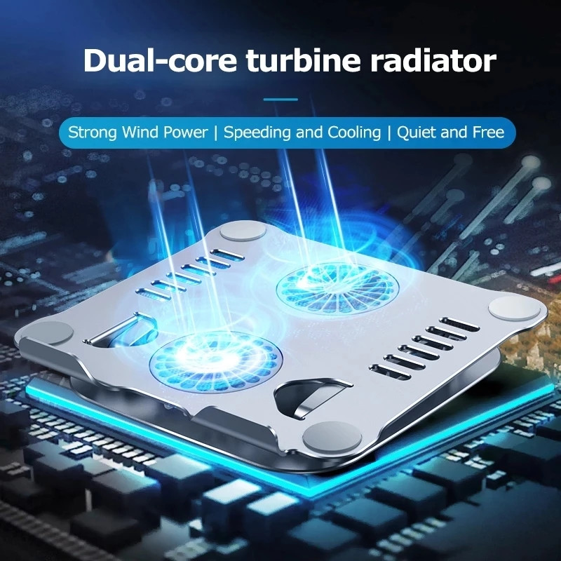 Prijenosno postolje za ventilator za prijenosno računalo od aluminijske legure Dvostruki USB hladnjak Sklopivo postolje za hlađenje Tiho postolje za prijenosno računalo s kutijom za pakiranje