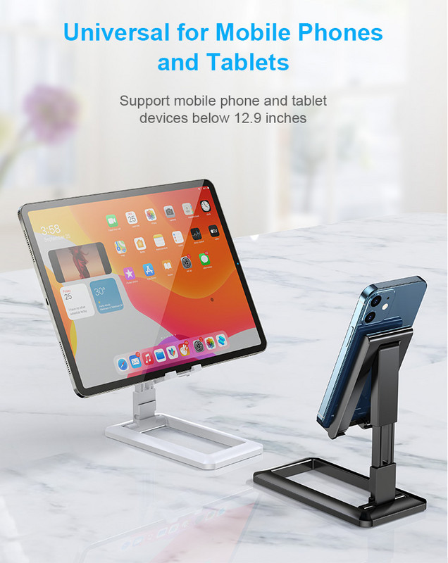 Stolni mobilni telefon, sklopivi stalak za tablet telefon za iPhone 13 Pro Max, iPad, stolni držač, podesivi stolni nosač, stalak za mobitel