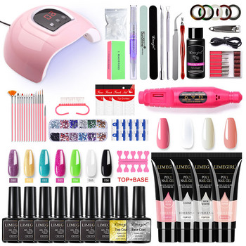 4/6 Colors Poly UV Gel Set & Kit Gel Polish 54W Nail Dryer Acrylic Builder Nail Gel for Finger Extension With Base Top Coat