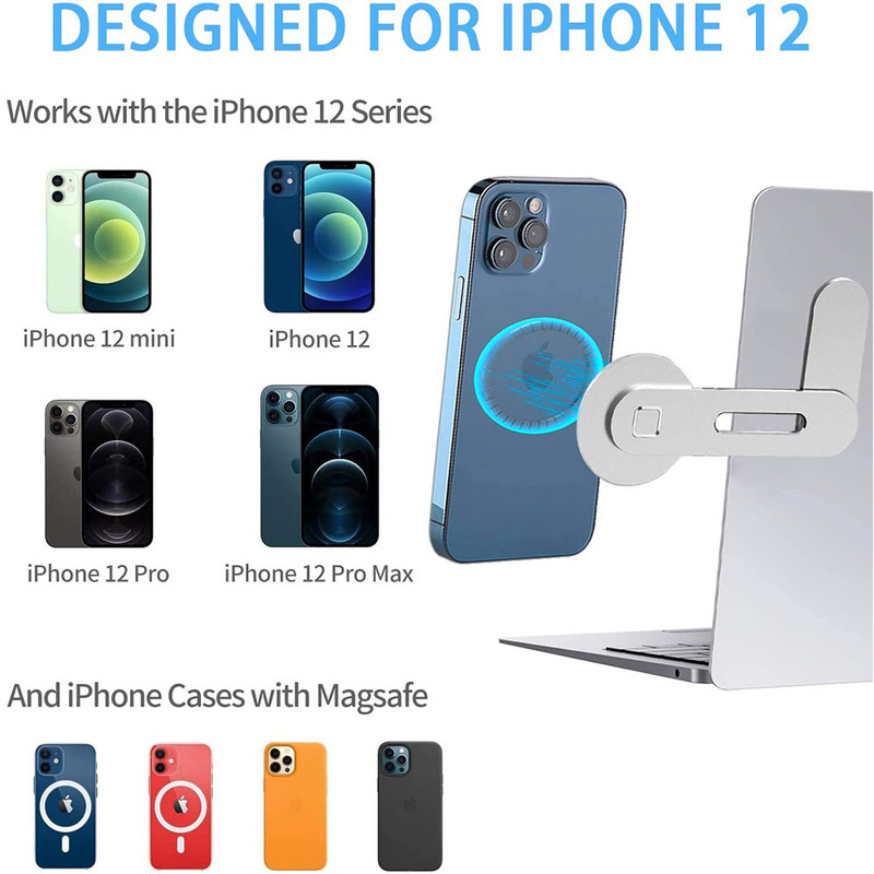 Mágneses telefontartó iPhone 13 Pro Max készülékhez fém laptop telefonállvány iPhone 13 tartóhoz oldalra szerelhető táblagép Mac könyvtartóhoz