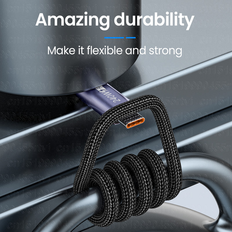 240 W USB tipo C laidas, skirtas MacBook Pro 48V5A PD3.1 USBC maitinimo linija Blazing-greito įkrovimo laidas, skirtas Samsung Galaxy S22 Xiaomi POCO