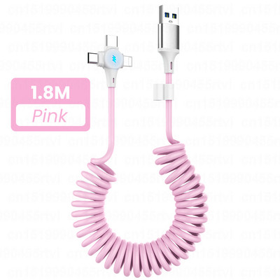 5A 3in1 1,8M Καλώδιο φόρτισης ελατηρίου USB A σε Micro USB Type-C για iPhone Καλώδιο δεδομένων γρήγορου φορτιστή για Huawei Sansung Xiaomi