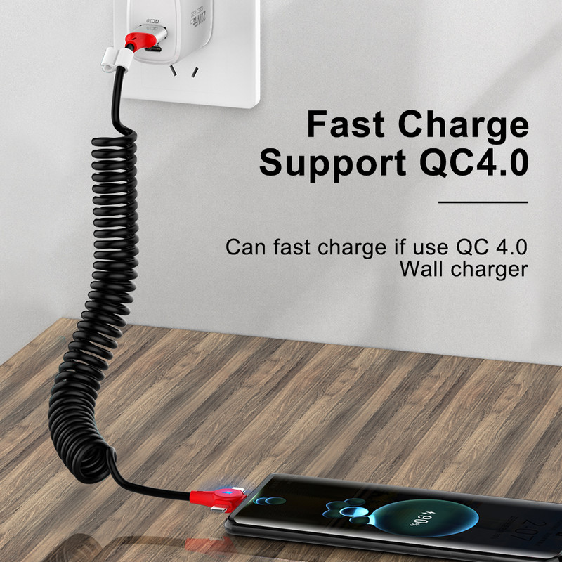 5A 3in1 1,8M Καλώδιο φόρτισης ελατηρίου USB A σε Micro USB Type-C για iPhone Καλώδιο δεδομένων γρήγορου φορτιστή για Huawei Sansung Xiaomi