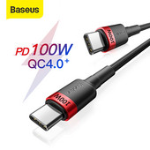 Cablu USB C la USB tip C Baseus 100W pentru Macbook iPad Cablu USBC PD de 60W Încărcare rapidă 4.0 Cablu tip C pentru încărcător pentru Xiaomi Samsung