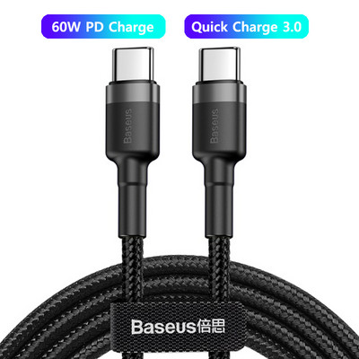 Cablu USB C la USB tip C Baseus 100W pentru Macbook iPad Cablu USBC PD de 60W Încărcare rapidă 4.0 Cablu tip C pentru încărcător pentru Xiaomi Samsung