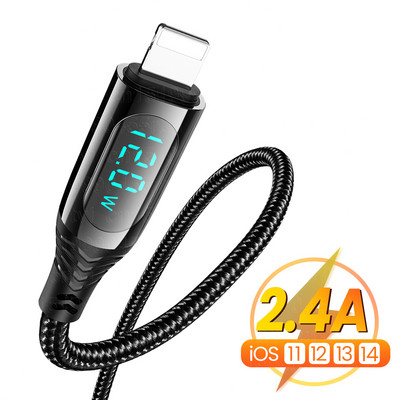 Οθόνη LED Καλώδιο USB για iPhone Φορτιστής γρήγορης φόρτισης Καλώδιο USB A σε φωτισμό για iPhone 14 13 12 11 Pro Max XS XR X Καλώδιο δεδομένων