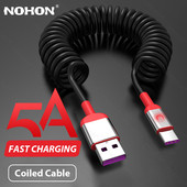Cablu NOHON 5A Colied USB C Cablu de încărcare rapidă de tip C pentru Xiaomi Poco F3 Huawei Spring Cablu de încărcare Micro USB