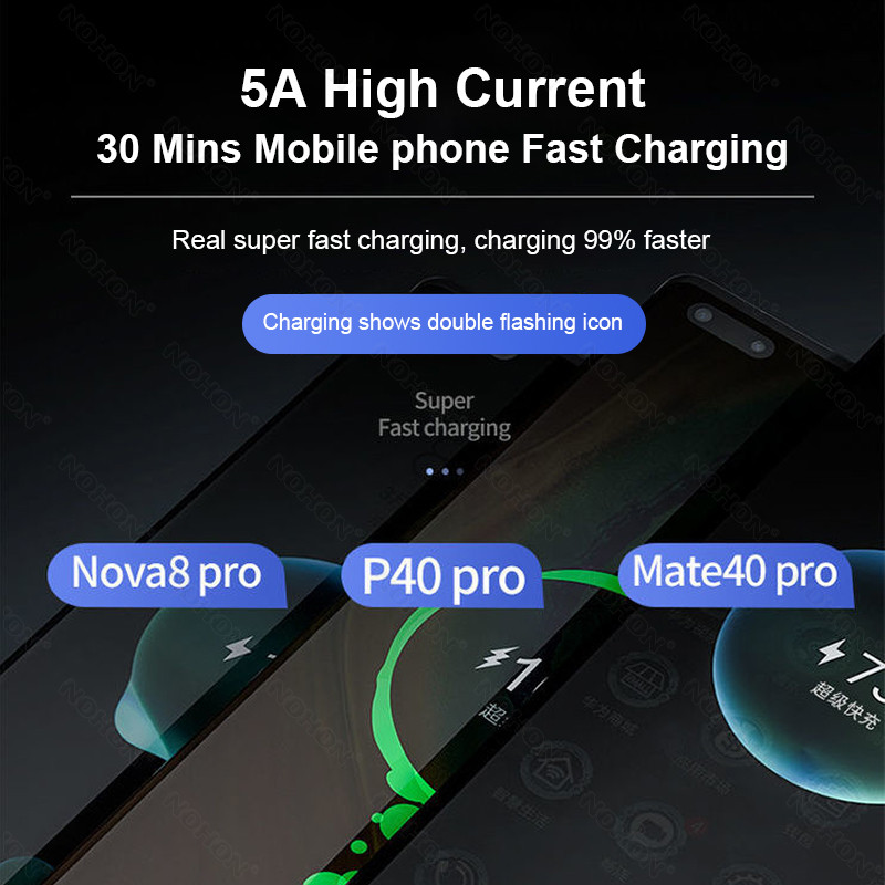 NOHON 5A Colied USB C kabel za brzo punjenje Type C kabel za Xiaomi Poco F3 Huawei Spring Micro USB kabel za punjenje Žica