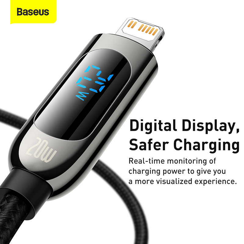 Baseus 20W PD USB C kaabel Kiirlaadimiskaabel iPhone 14 13 12 Pro Max XR digitaalse ekraaniga mobiiltelefoni andmeside juhe iphone jaoks