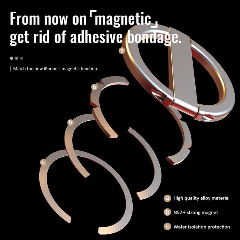 Suport magnetic pentru inel pentru telefon mobil compatibil cu iPhone 12 13 Series MagSafe Suport detașabil pentru mâner pentru telefon mobil