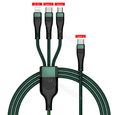 Καλώδιο USB C 3 σε 1 PD για iPhone 14 13 12 QC4.0/3.0 100W 5A Γρήγορη φόρτιση Καλώδιο Micro USB Type C για Macbook Pro Samsung Xiaomi