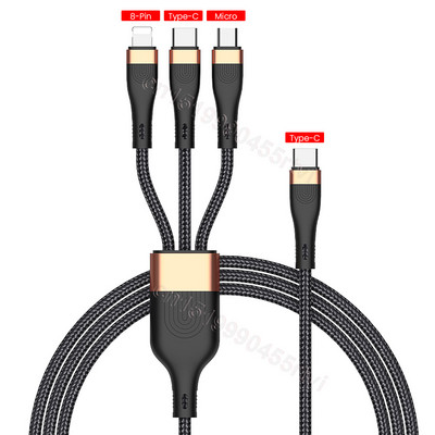 Καλώδιο USB C 3 σε 1 PD για iPhone 14 13 12 QC4.0/3.0 100W 5A Γρήγορη φόρτιση Καλώδιο Micro USB Type C για Macbook Pro Samsung Xiaomi