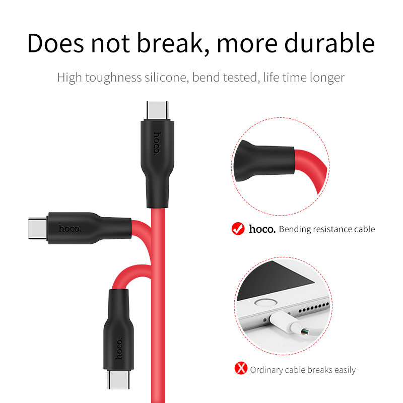 HOCO silikoonist C-tüüpi USB-kaabel 3A USB-C-kaabel kiire laadimise andmesidekaabel, C-tüüpi USB-laadija kaabel Galaxy S20 Plus Xiaomi 11 jaoks