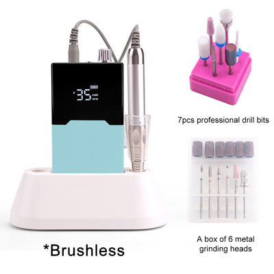 Τρυπάνι λεπτού σώματος Τρυπάνι νυχιών χωρίς ψήκτρες Επαναφορτιζόμενη βάση επιτραπέζιου υπολογιστή 35000RPM Ακανόνιστη λίμα νυχιών ηλεκτρικής μηχανής Ασύρματο