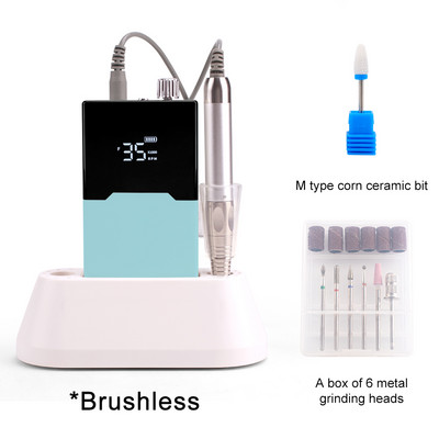 Τρυπάνι λεπτού σώματος Τρυπάνι νυχιών χωρίς ψήκτρες Επαναφορτιζόμενη βάση επιτραπέζιου υπολογιστή 35000RPM Ακανόνιστη λίμα νυχιών ηλεκτρικής μηχανής Ασύρματο