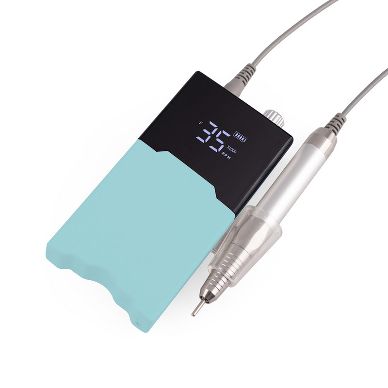 Τρυπάνι λεπτού σώματος Τρυπάνι νυχιών χωρίς ψήκτρες Επαναφορτιζόμενη βάση επιτραπέζιου υπολογιστή 35000RPM Ακανόνιστη λίμα νυχιών ηλεκτρικής μηχανής Ασύρματο